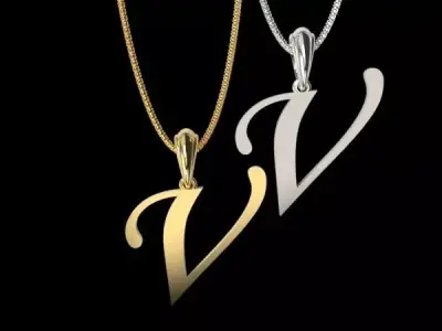 Letter V NECKLACE pendant  3D print model