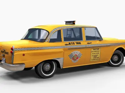 Yellow Taxi Cab Low-poly 3D model