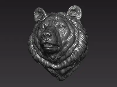 Bear head shaggy 3D print model