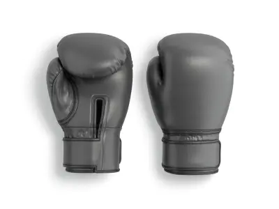 Black Leather Boxing Gloves - training kickboxing equipment 3D model