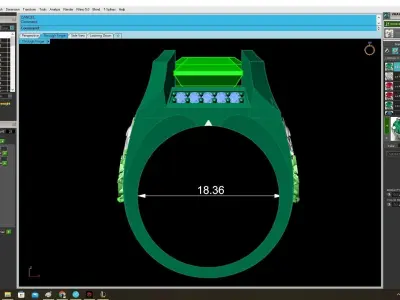 Luxury Emerald Cut Stone Men Ring 3D Jewelry Model  4008 3D print model