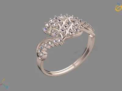Womens Diamond Signet Ring Women Rings 3dmodels 3D print model 3D print model 28