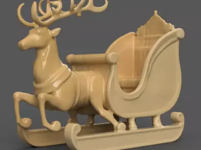 Santa Sleigh Christmas Decorations planter - vase - garden 5 3D print model