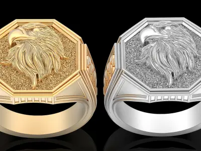 Eagle Man Ring silver gold printable jewelry 3D print model