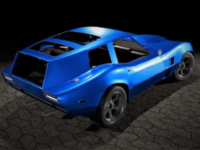 70s Shooting-brake generic vintage coupe Low-poly 3D model