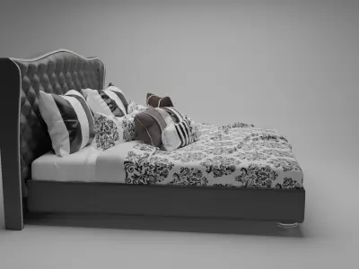 High Poly Luxury Bed 3D model