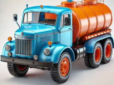 Vintage Fuel Truck  3D Printable Model 3D print model
