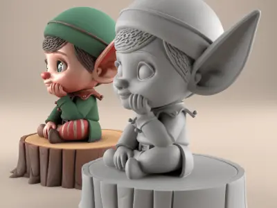 Cute Elf 3D STL File for Home and Desk Decor 3D print model