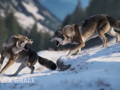 Wolf Animation VFX Grace 3D model