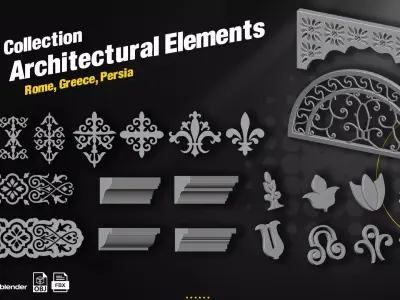 72 Architectural Elements Low-poly 3D model