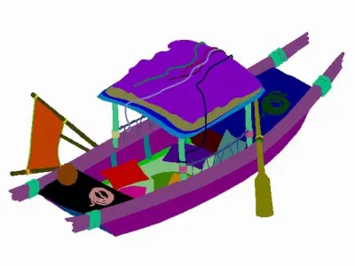Game Small fishing boat 043 3D model