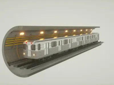 Subway car and Tunnel  3D model