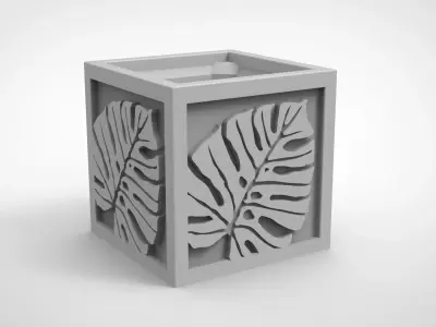 Monstera deliciosa relief vase 3D print model