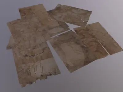Stained Paper Group Low-poly 3D model