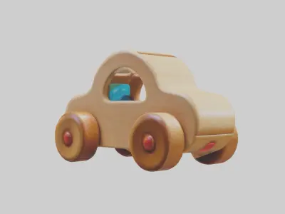 Wooden Toy Car Low-poly 3D model buy