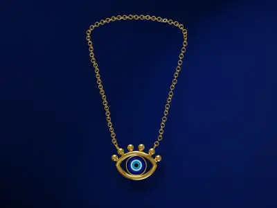 Evil Eye Pendant Necklace Gold 3d Model 3D model