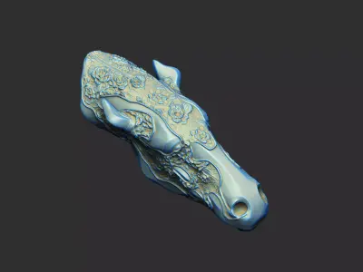 horse decor floral detail head art other home myth knight 3D print model