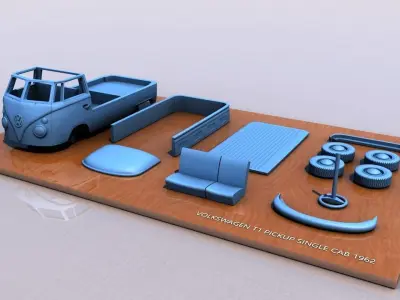 VOLKSWAGEN T1 SINGLE CABINE 1962 3D print model