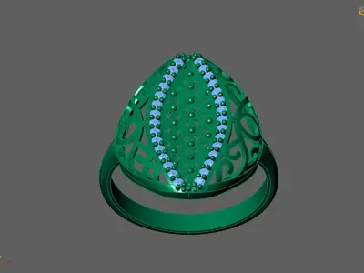 Women Ring With Stone Diamond Ready STL 3DM Models Womens Rings 3D print model 21
