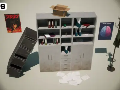 Post Apocalyptic Office Props Vol 1 Unreal Engine UE Low-poly 3D model