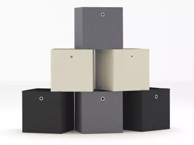 Fabric Storage Boxes Set Free low-poly 3D model