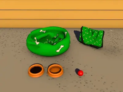 Pet Acessories Low-poly 3D model