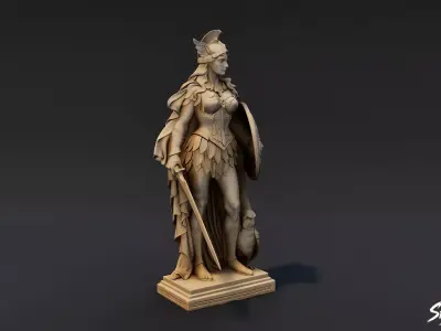 Athena Statue Low-poly 3D model