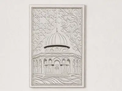 3d modern Dome of the Rock 3D Wall Panel Relief CNC 04 3D model