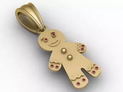 Gingerbread Man Pendant 3D Printable  Model 3D print model