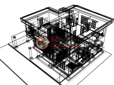 House 9x15m code 443- Sketchup 3D model 3D model 3D model