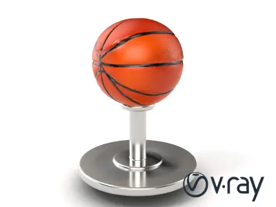 Basketball Display Stand Brushed Metal Finish model pack Low-poly 3D model