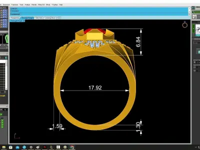 Luxury Geometric Ruby Pave Signet Ring for Men 4320 3D print model