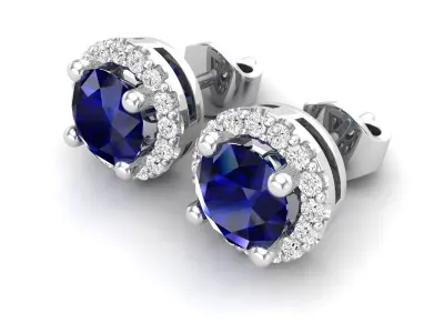 AV 673 Round diamond Stud Fashion Earrings  3D print model