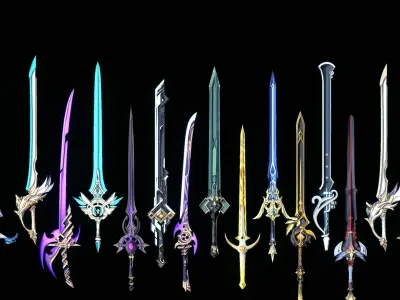 50 Genshin Impact Inspired Sword Low-poly 3D model
