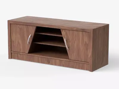 TV stand by Yuko in walnut finish Low-poly 3D model