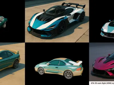 Sport Car bundle 11 pack 100 glb 3D model