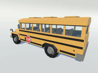 School bus yellow american Low-poly 3D model