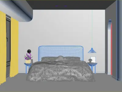 Comfortable bedroom interior scene 3D model 3D model