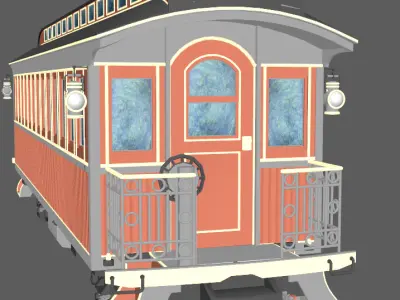 1890s train car Low-poly 3D model