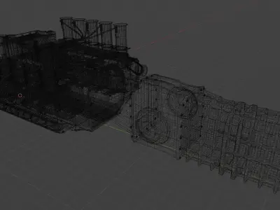 Vintage Race Car Engine With Gearbox 3D model