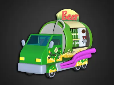 Asset - Cartoons - Food Car -  Beer Vehicle 3D model