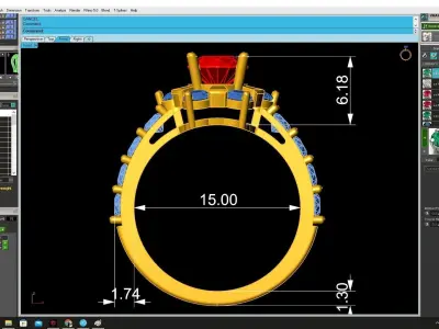Luxury Floral Halo Gemstone Ring 3D Model  4168 3D print model