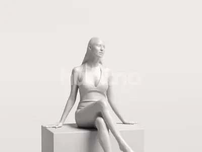  Humano Beautiful Woman in swimsuit sitting pool-2511-050-7602 3D model