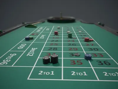 Roulette table PBR Low-poly 3D model