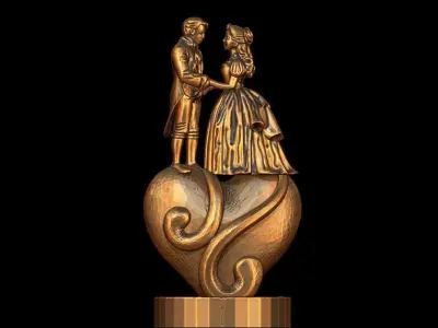 Couple on heart valentines day gift 3D print model