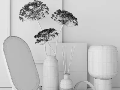 Decor set with heracleum 3D model