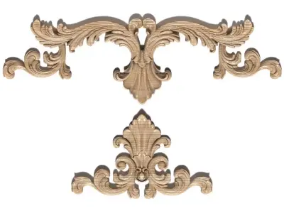 Cartouche-039 three ornate carvings 3D model
