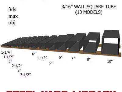 3 16in Wall Square Tube 3D model