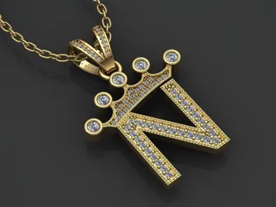 N letter pendant 3D print model