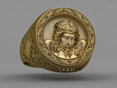 Jesus Diamond Ring 3d Print Model 3D print model